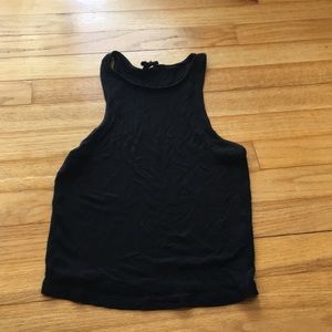 High neck ribbed tank top